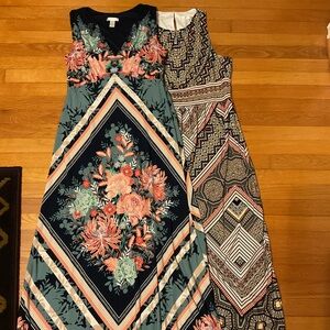 Lot of 2 - London Times brand Floral and Geometric Maxi Dresses - size 12